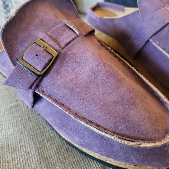 Purple Slip-On Clog Mules Suede Leather Feel~Unbranded NEW w/Size 42 Stickers - Picture 2 of 4